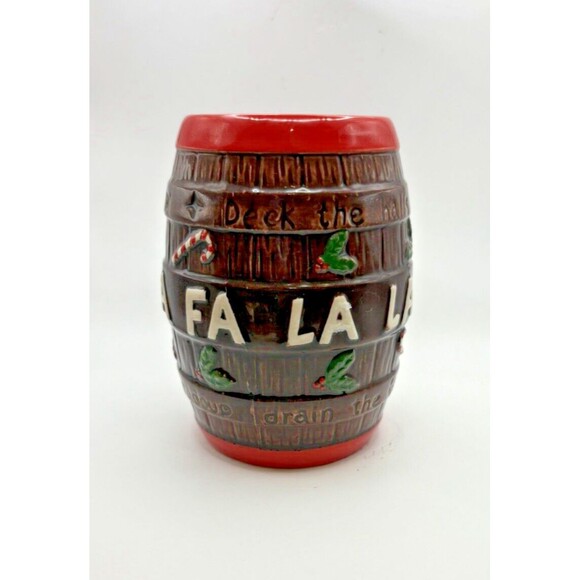 MIRACLE Pop Up Bar Christmas Carol Barrel Rum Hawaii Tiki Mug FA LA LA Used - Picture 3 of 9